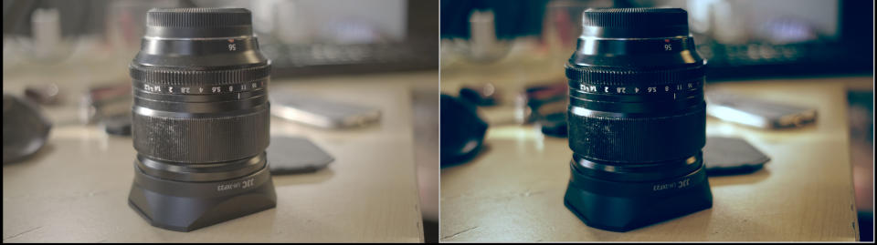 Colour grading: before/after