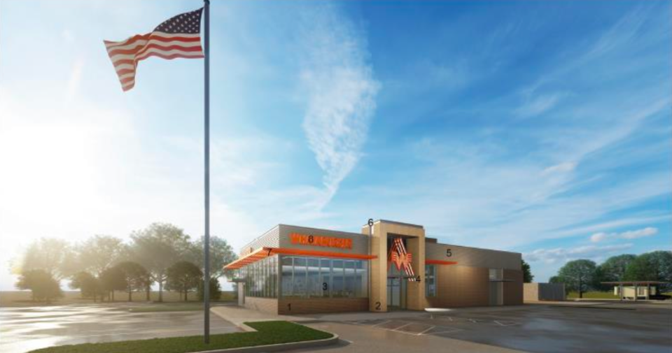 A conceptual drawing of Whataburger, a Texas-based hamburger restaurant which will bring it's first franchises to South Carolina in 2024.