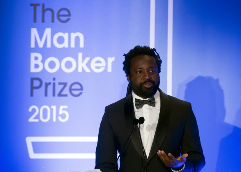 Jamaican author Marlon James addresses the audience after being awarded the 2015 Man Booker Prize for Fiction award at the Guildhall in central London on October 13, 2015