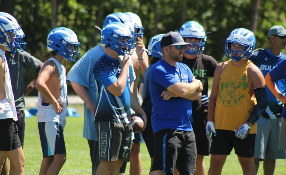 Head coach Travis Meyer and the Inland Lakes Bulldogs have held double sessions in their opening week of practice. The Bulldogs had a productive second session on Tuesday.