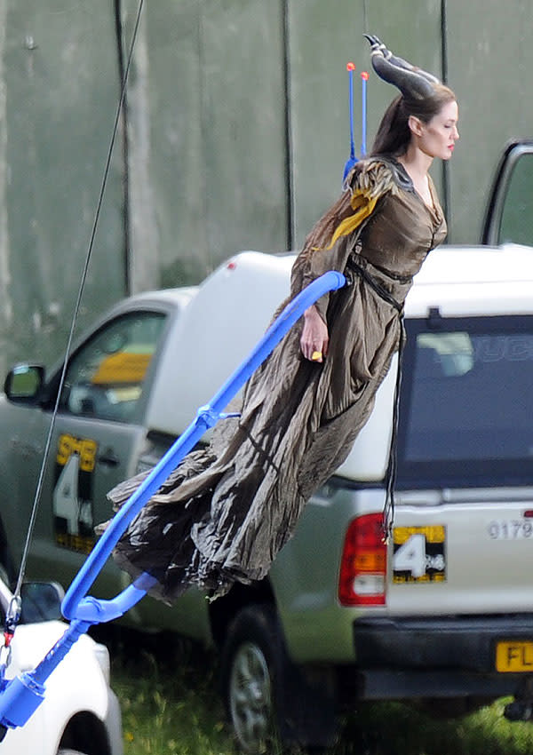 Angelina Jolie Takes Flight Filming ‘Maleficent’ — New Set Pic