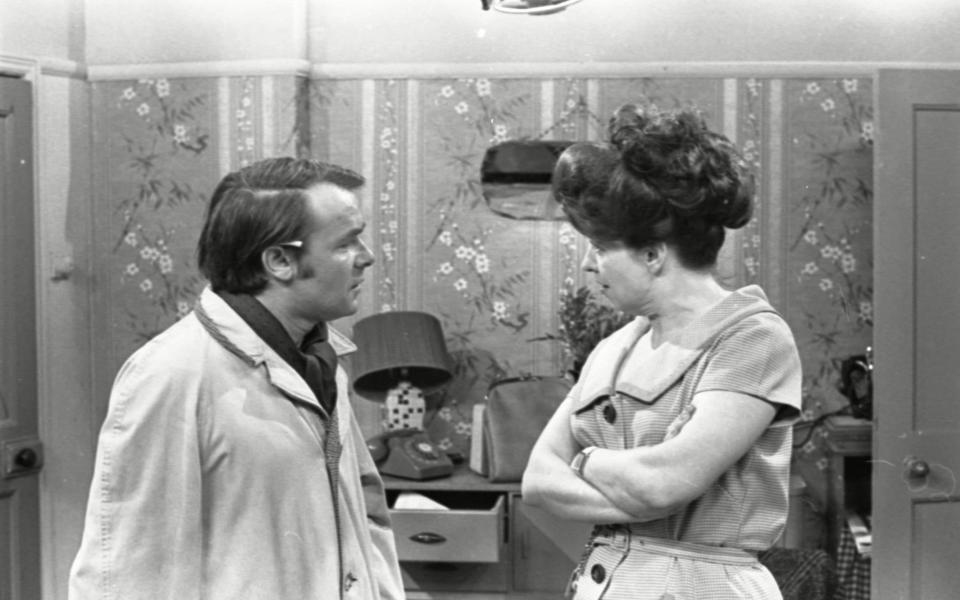 Smethurst as Percy Bridge, a chancer who tricks Elsie Tanner (Pat Phoenix) into bed in Coronation Street in 1967 - ITV/Shutterstock