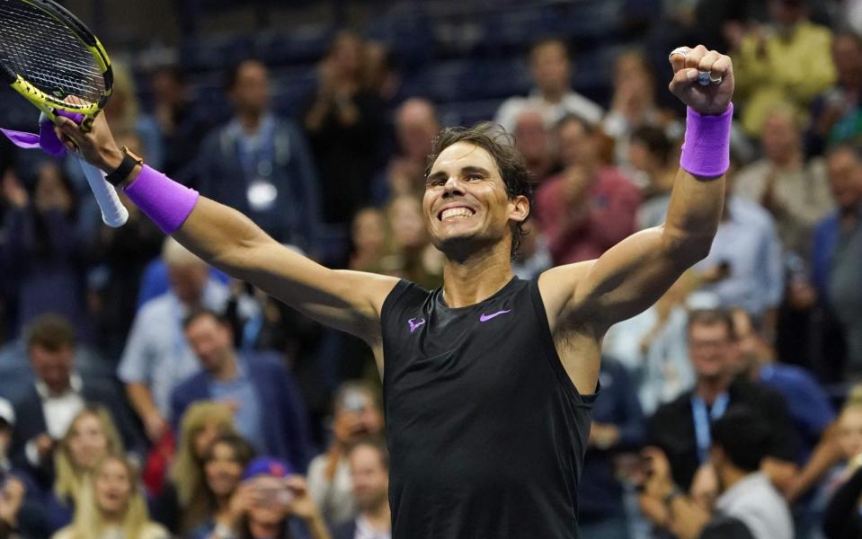 Rafa Nadal celebrates reaching the US Open final - AFP