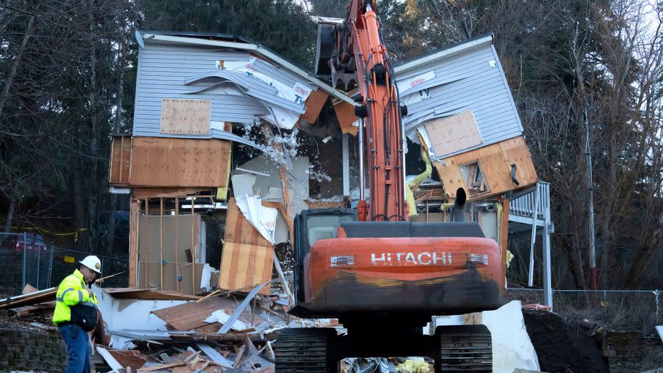 The house where four University of Idaho students were killed in 2022 was demolished on December 28 in Moscow, Idaho. - Ted S. Warren/AP