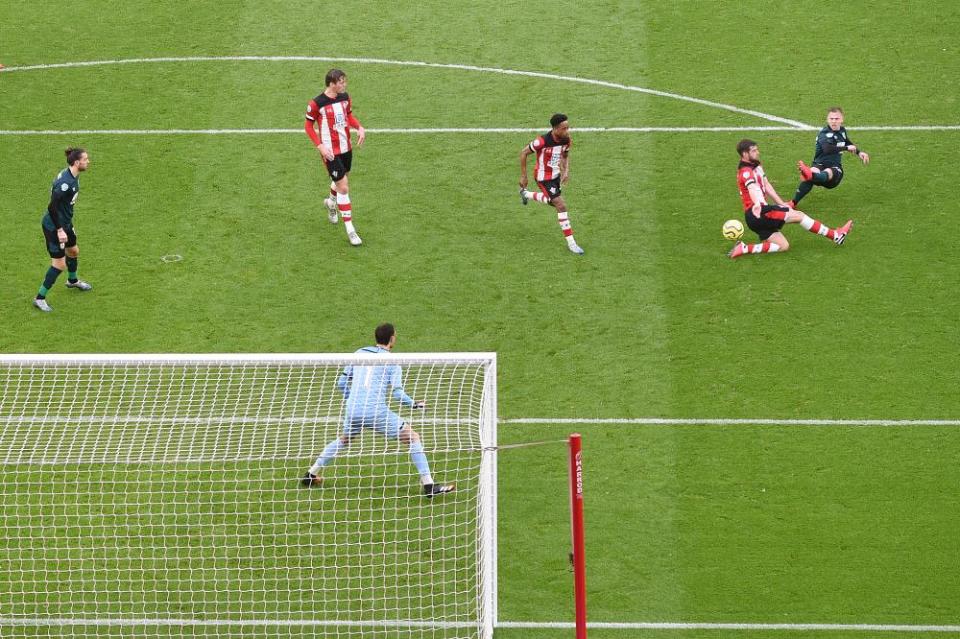 Matej Vydra scores the winning goal for Burnley at Southampton.