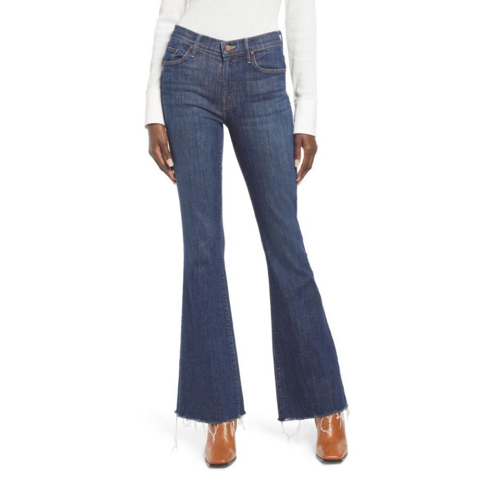 15) Raw Hem Flare Jeans