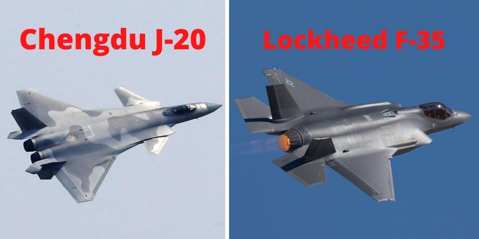 Chengdu J-20 (left) and Lockheed Martin F-35.