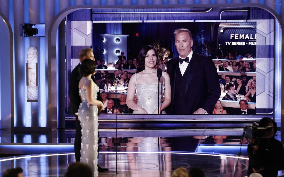 Kevin Costner and America  Ferrera at the Golden Globes