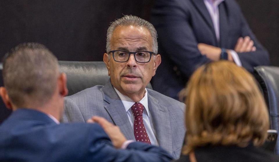 Recently hired Doral City Manager Rey Valdes reacts, during a council meeting at City Hall, on Wednesday June 12, 2024.