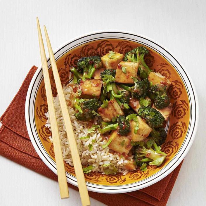 <p>Chipotle peppers add kick to this tofu and broccoli stir-fry recipe. If you're shy about spice, cut back on the amount or leave them out completely. Serve over brown basmati rice. <a href="https://www.eatingwell.com/recipe/252170/chipotle-orange-broccoli-tofu/" rel="nofollow noopener" target="_blank" data-ylk="slk:View Recipe" class="link ">View Recipe</a></p>