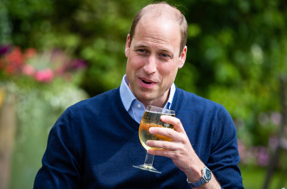 EMBARGOED TO 2230 BST FRIDAY JULY 3 The Duke of Cambridge takes a sip of an Aspalls cider at The Rose and Crown pub in Snettisham, Norfolk.