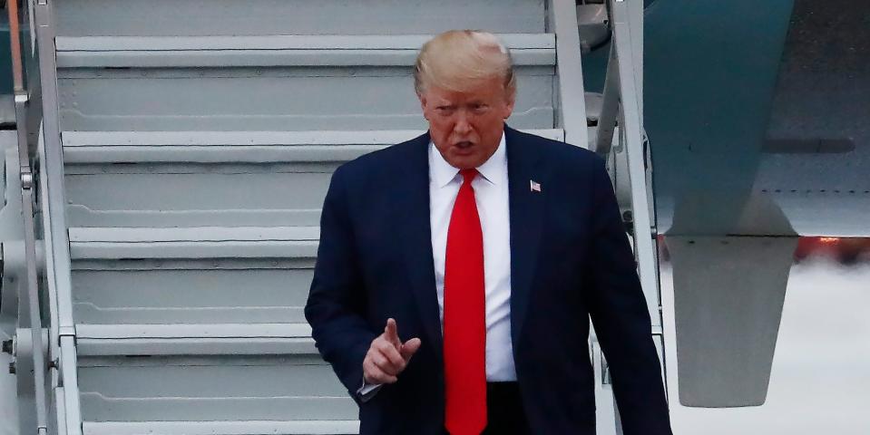 President Donald Trump arrives to the Miami International Airport on Thursday, Jan. 23, 2020, in Miami. (AP Photo/Brynn Anderson)