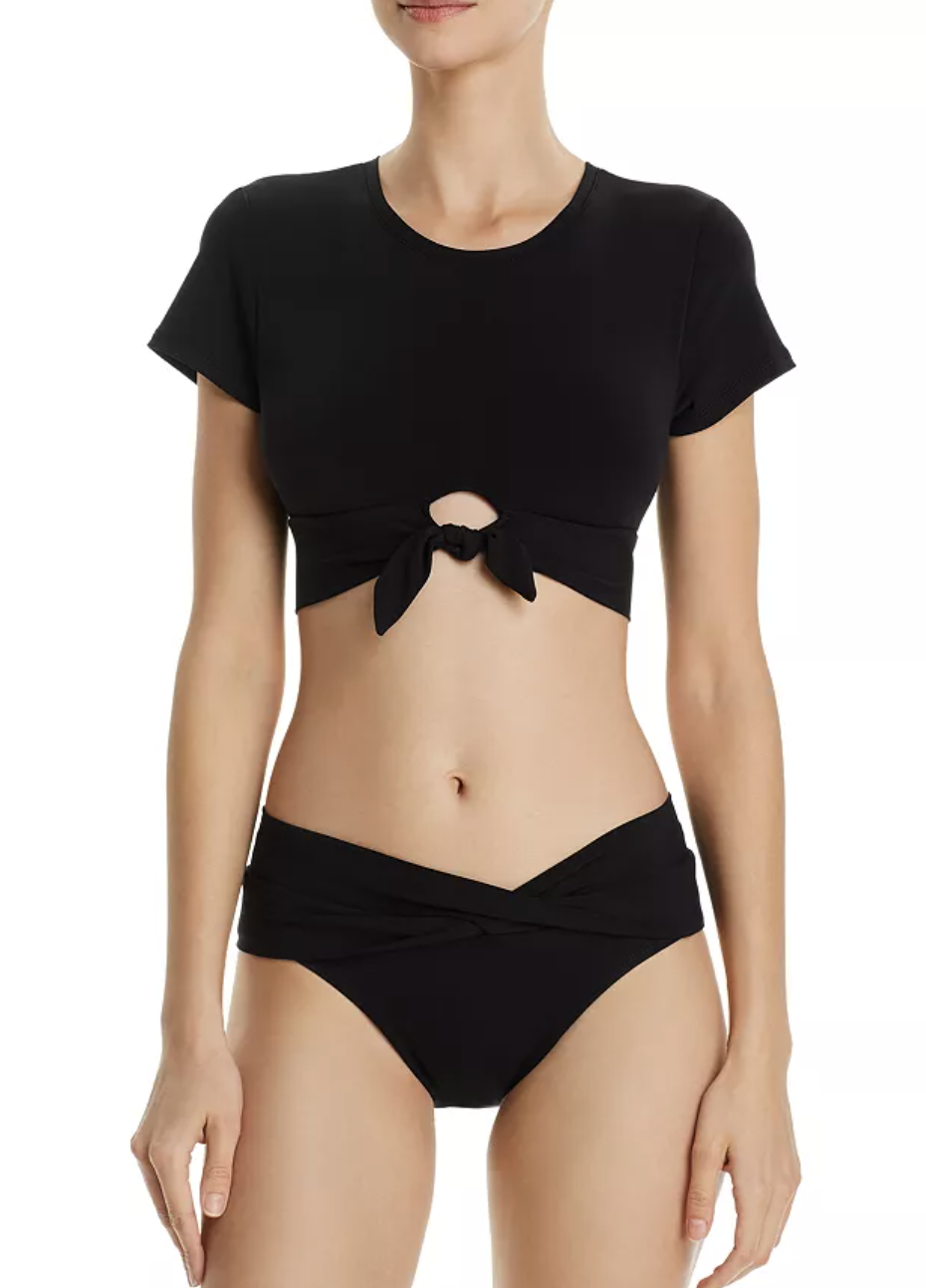 Ava Solid Cropped T-Shirt Bikini Top