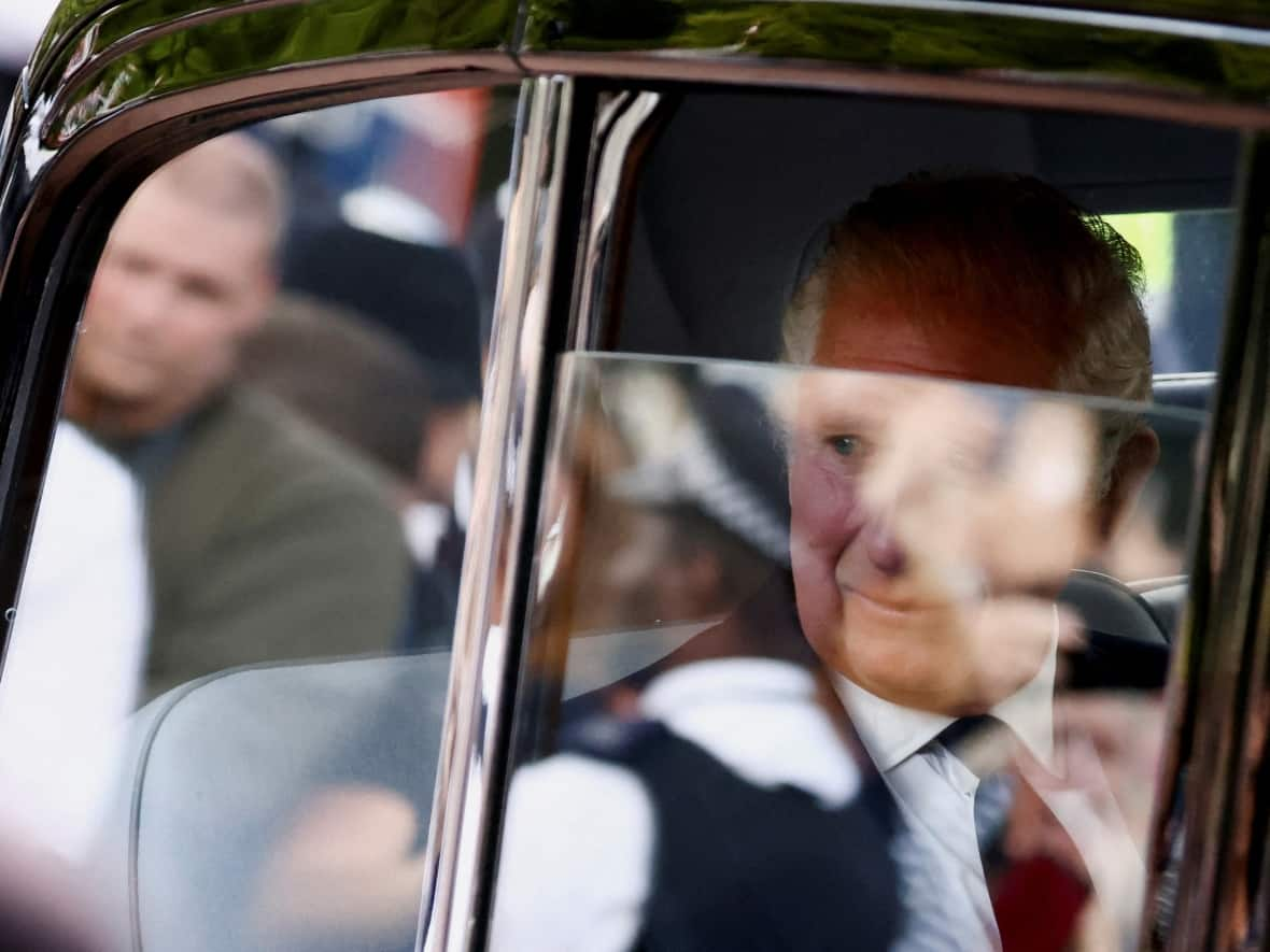 King Charles arrives at Buckingham Palace on Friday. He will be formally proclaimed as sovereign on Saturday. (Henry Nicholls/Reuters - image credit)