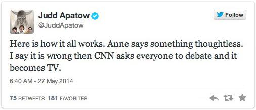 Here is how it all works. Anne says something thoughtless.  I say it is wrong then CNN asks everyone to debate and it becomes TV.