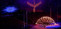 LONDON, ENGLAND - AUGUST 12: The Olympic cauldron is extinguished during the Closing Ceremony on Day 16 of the London 2012 Olympic Games at Olympic Stadium on August 12, 2012 in London, England. (Photo by Clive Brunskill/Getty Images)