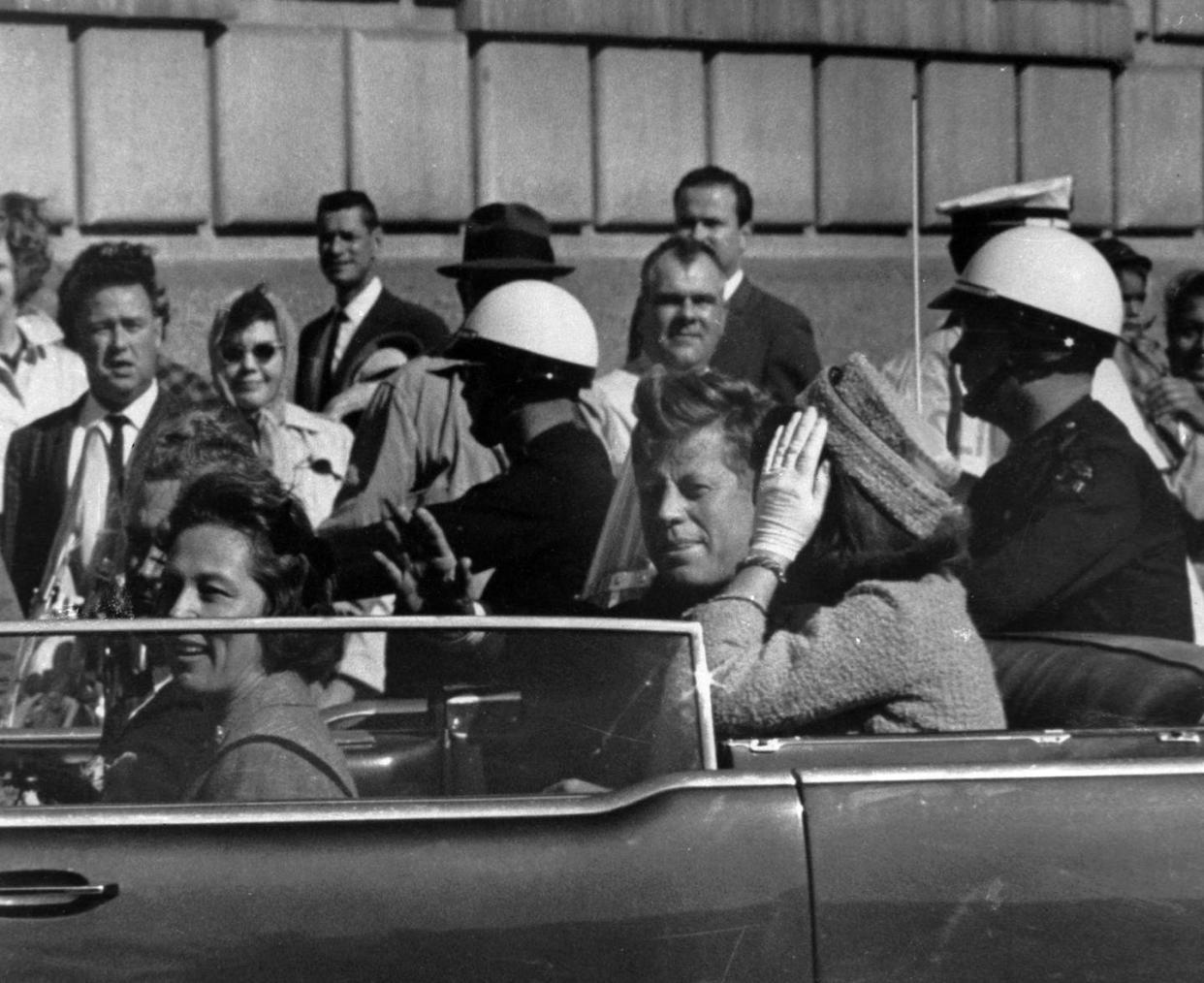 President John F. Kennedy is seen shortly before his assassination on Nov. 22, 1963. <a href="https://newsroom.ap.org/detail/TV-MemorableMoments/4239d513431b455cb8a35299340210b1/photo" rel="nofollow noopener" target="_blank" data-ylk="slk:Associated Press;elm:context_link;itc:0;sec:content-canvas" class="link ">Associated Press</a>