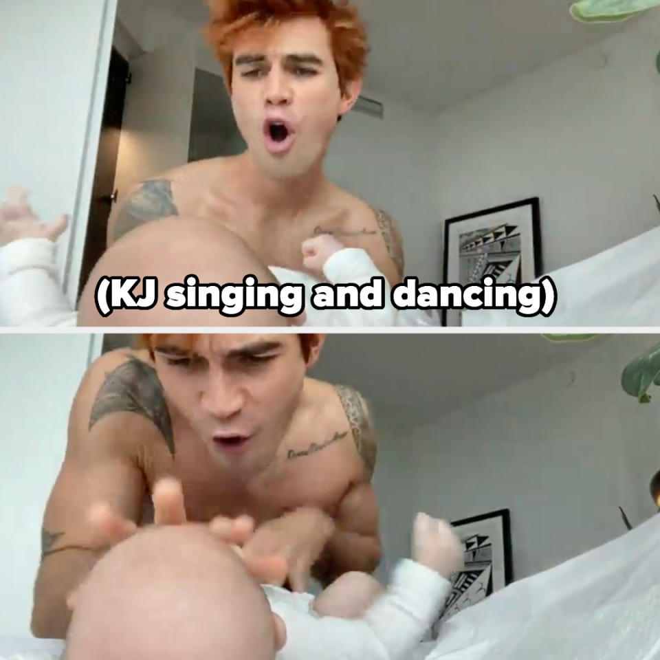 KJ singing and dancing and making weird faces