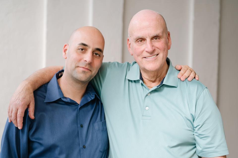 Joel Ehrenpreis, right, created the non-profit organization Lifeline Productions to produce the play “Clowns Like Me,” in which his son, Scott, shares his lifelong struggle with a variety of mental health issues.