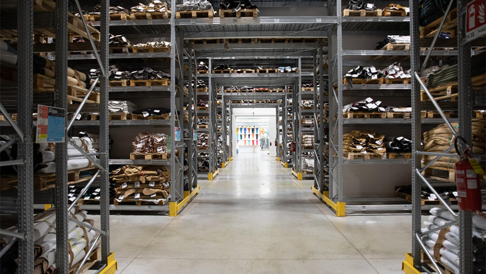 The vast leather warehouse, where materials can be kept for 50 years, perfectly preserved. 