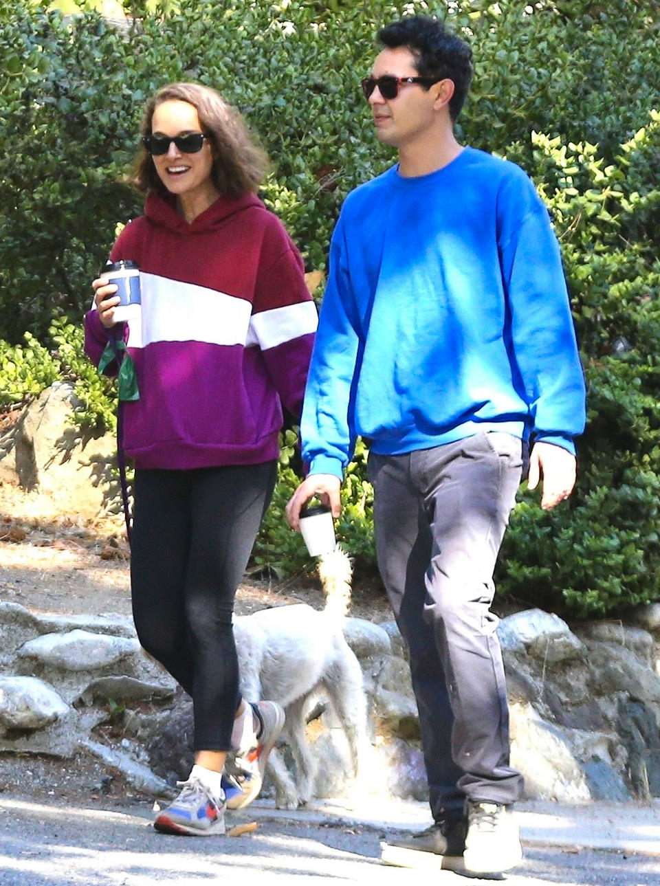 <p>Natalie Portman and Max Minghella grab hot drinks and cozy sweatshirts for a walk in Los Angeles on Oct. 19.</p>