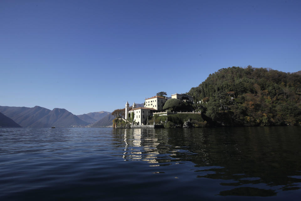 A view of the Villa Balbianello where the wedding of Indian Bollywood stars Deepika Padukone and Ranveer Singh is being held in Lenno, Como lake, northern Italy, Wednesday, Nov. 14, 2018. Wednesday’s nuptials at Villa Balbianello, a lakeside mansion featured in Star Wars and James Bond films, came on the fifth anniversary of the release of their first movie together. (AP Photo/Luca Bruno)