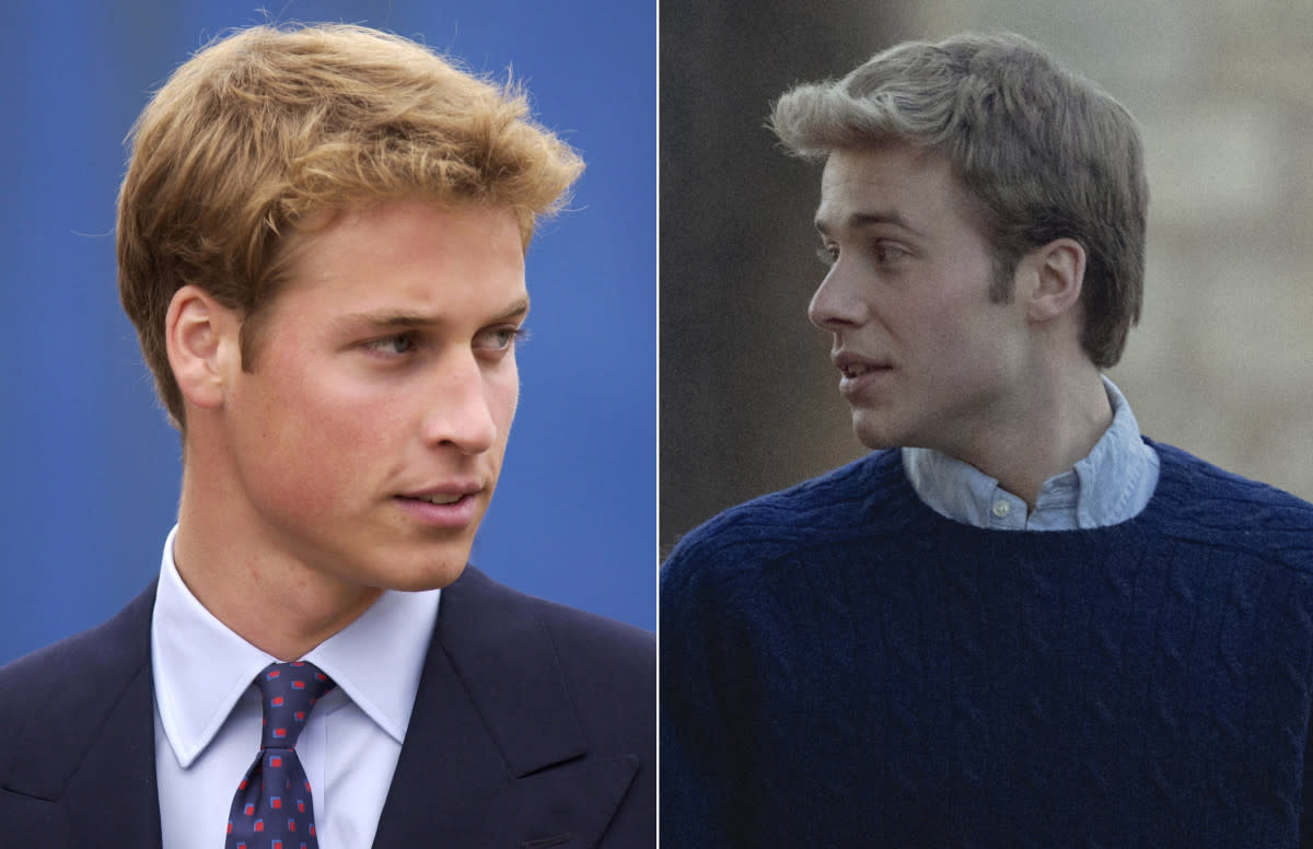 <p>Photo by Tim Graham Photo Library via Getty Images; Justin Downing</p><p>Prince William in his college years is played by <strong>Ed McVey</strong> in Season 6, Part 2.</p>