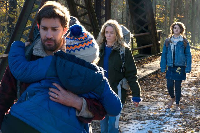 Jonny Cournoyer/Paramount Pictures John Krasinski, Emily Blunt, and Millicent Simmonds in 'A Quiet Place'