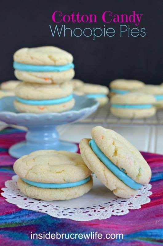 <p>Inside Bru Crew Life</p><p><strong>Get the recipe: <a href="https://insidebrucrewlife.com/cotton-candy-whoopie-pies/" rel="nofollow noopener" target="_blank" data-ylk="slk:Cotton Candy Whoopie Pies;elm:context_link;itc:0;sec:content-canvas" class="link rapid-noclick-resp">Cotton Candy Whoopie Pies</a></strong></p>