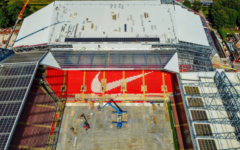 Construction continues at Anfield - Liverpool hit by delay to new £80m Anfield Road stand