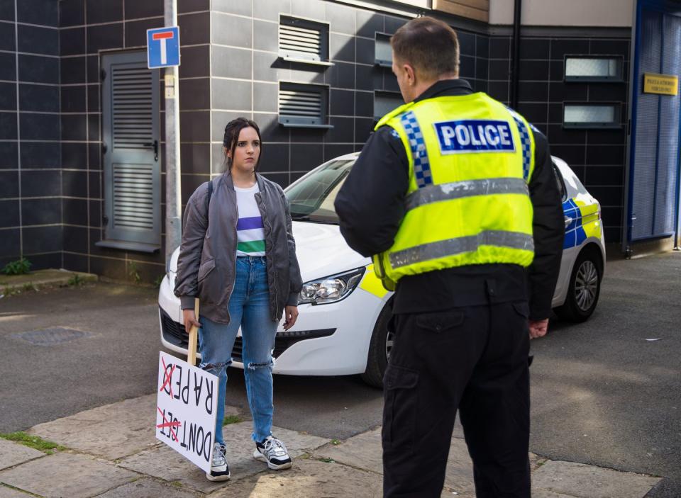 amy barlow and a police officer, coronation street