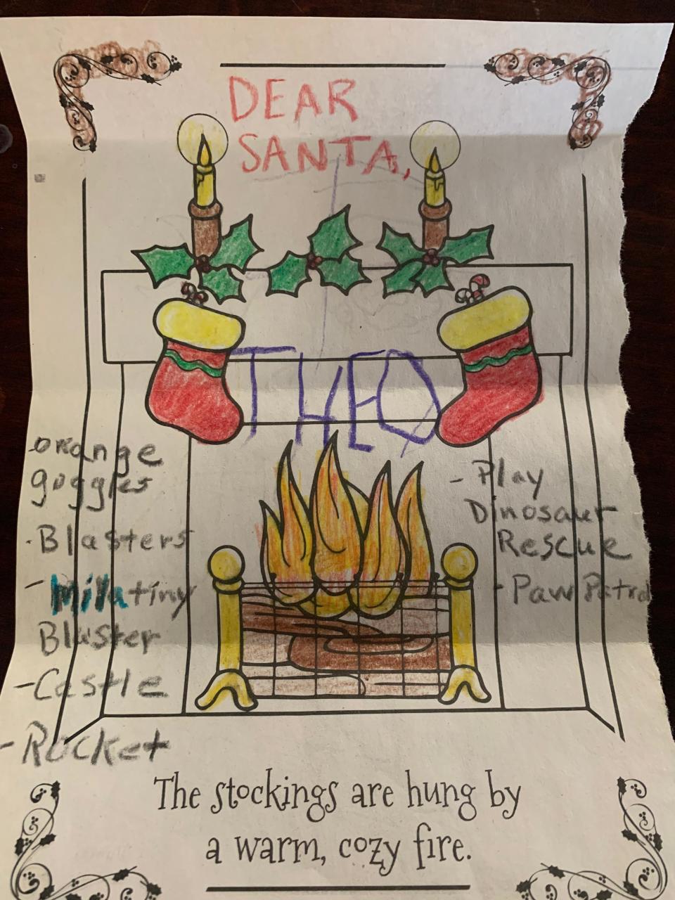One of the letters to Santa that came in this year to the Canton Parks and Recreation Department.