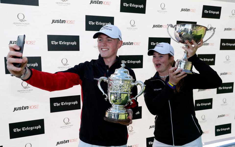 Ben Schmidt and Mimi Rhodes win the boys and girls titles at the Justin Rose Telegraph Junior Championship in Portugal - Getty Images Europe