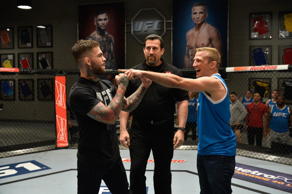 Cody Garbrandt (L) and T.J. Dillashaw do not like each other. (Getty)