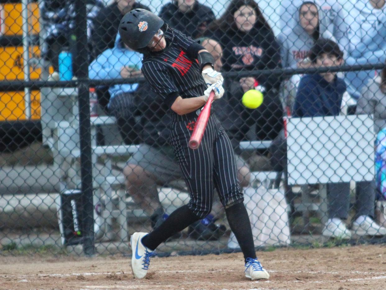 Taunton's Madison Crowley bats during a Hockomock League game against King Philip.