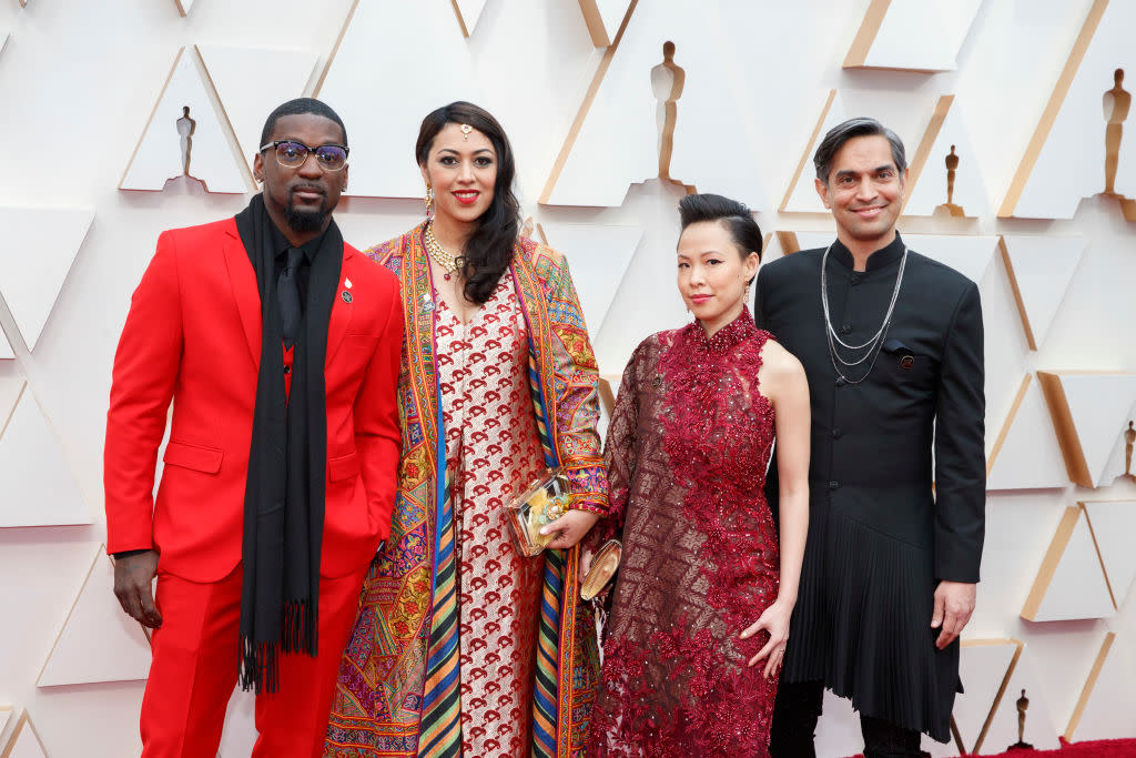 Actor Bruce Franks Jr., film director Smriti Mundhra, producer Poh Si Teng and director Sami Khan at Oscars 2020.  (PHOTO: Rick Rowell/Getty Images) 