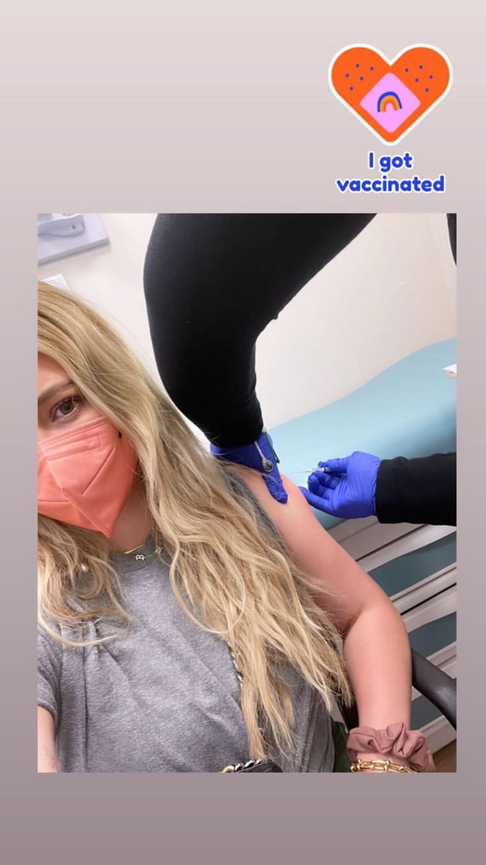 Hilary duff gets vaccinated