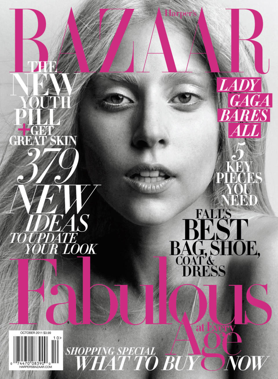 Lady Gaga on the October 2011 cover of Harper’s Bazaar