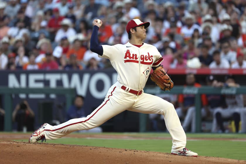 Angels starter Shohei Ohtani delivers during the second inning against the Houston Astros on Sept. 3, 2022.