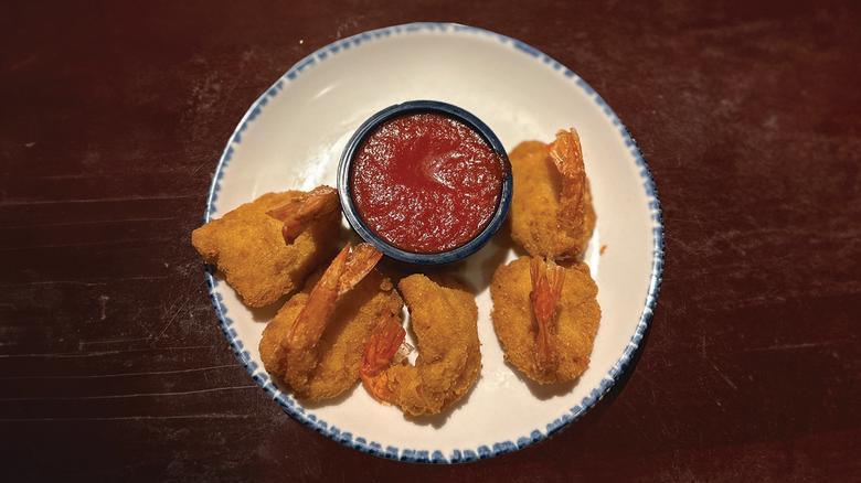 Walt's favorite breaded shrimp with cocktail sauce