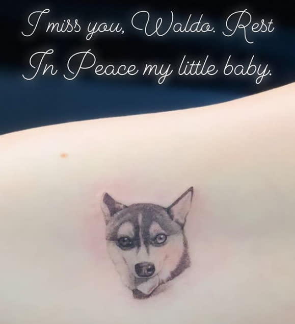 Sophie Turner shared a tattoo in tribute to her recently deceased dog. (Credit: Instagram)