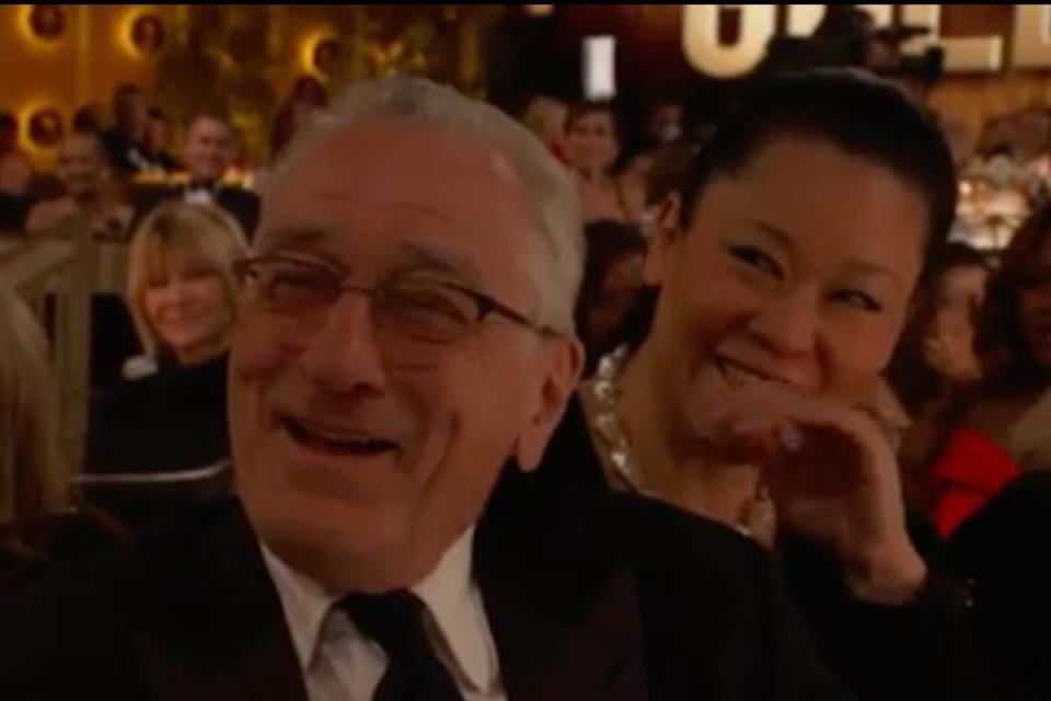 Robert De Niro seemed amused by Joe Koy’s joke about becoming a father aged 79 (NBC)