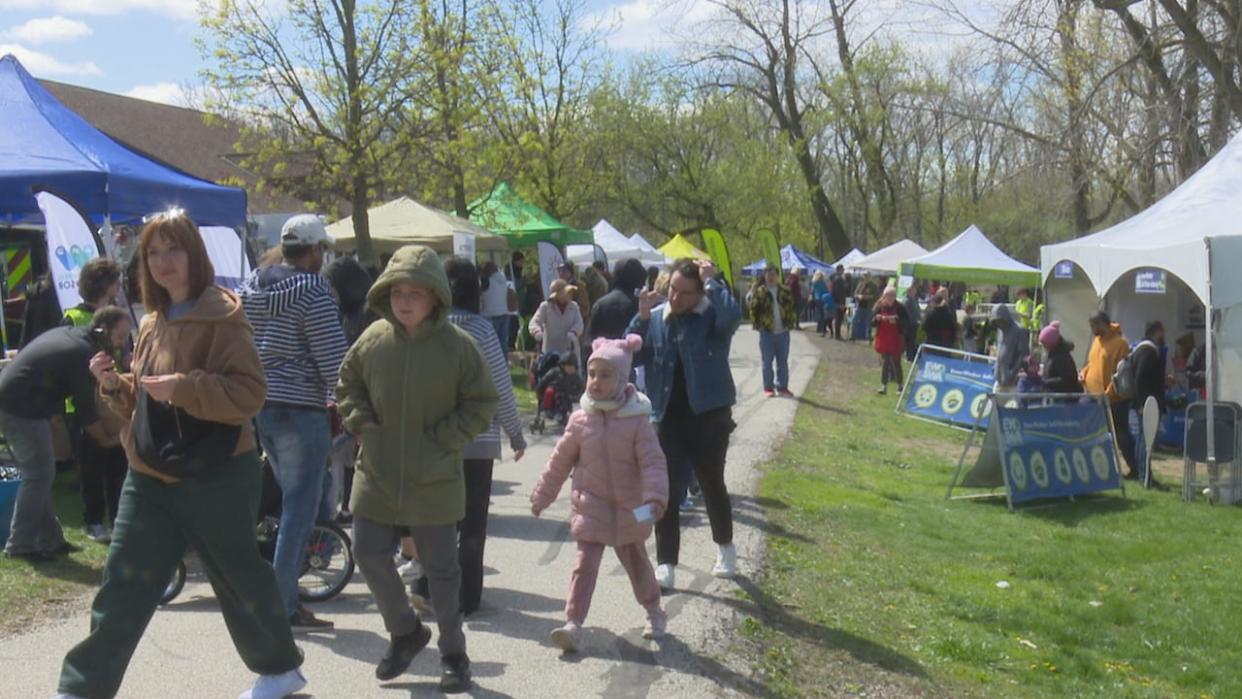 Attendees of the Earth Day celebration at Windsor's Malden Park on April 21, 2024. (Dalson Chen/CBC - image credit)