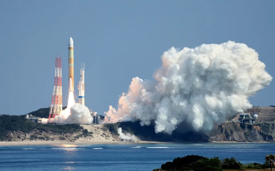 The H3 rocket lifts off from the launch pad at the Tanegashima Space Centre - JIJI PRESS/EPA-EFE/Shutterstock