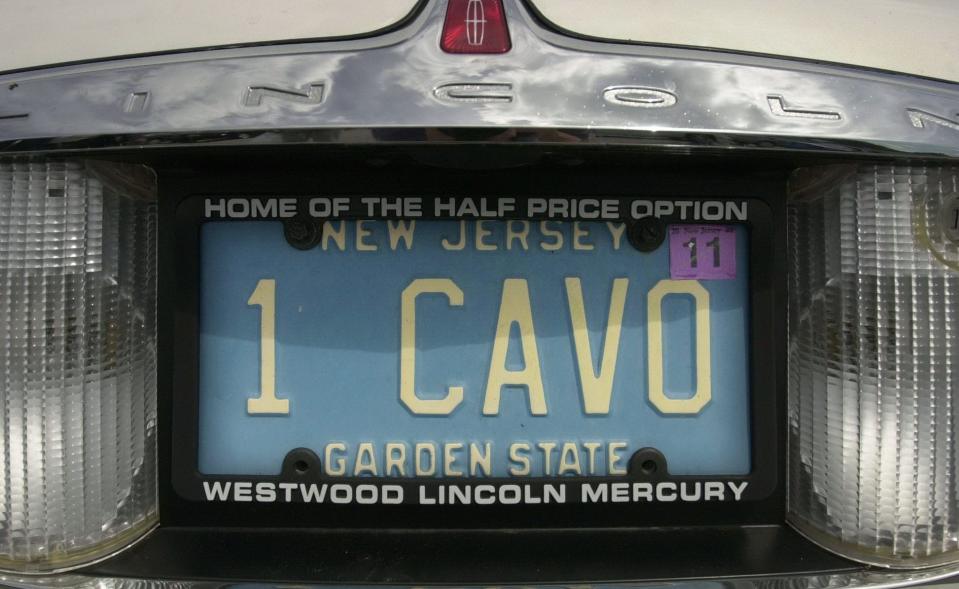 The old-school blue license plate once common in New Jersey.