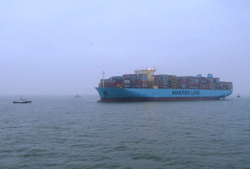 Container ship runs aground off German island