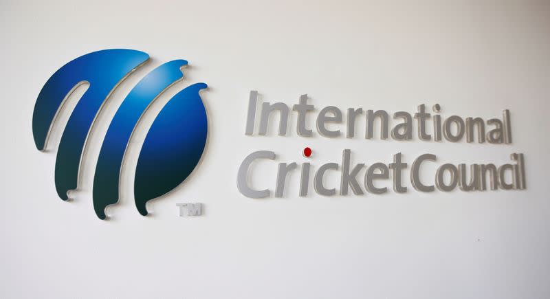 FILE PHOTO: The International Cricket Council (ICC) logo at the ICC headquarters in Dubai