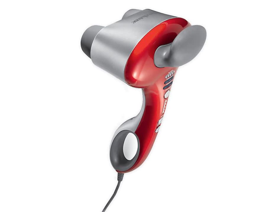 <strong>Rating: </strong>It has a 4-star rating. <br /><strong>Speed: </strong><a href="https://fave.co/3gLcHuB" target="_blank" rel="noopener noreferrer">This massager</a> has five different speed settings. <br /><strong>Charge: </strong>It can handle a 120 volt and has a<strong> </strong>cord length of nine inches. <br /><strong>Need-To-Know Features: </strong>You'll find that this massager has three different massage programs. It's designed to help with overworked muscles. <br /><strong>$$$: </strong><a href="https://fave.co/3gLcHuB" target="_blank" rel="noopener noreferrer">Find it for $200 at Bed Bath &amp; Beyond</a>. <strong><br /></strong>