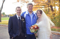 "He was such a great sport for offering to be in a couple photos with the whole wedding party. Now picture me with 2 security guards on either side of me taking this picture lol..." (Photo courtesy of Laura Kelly)