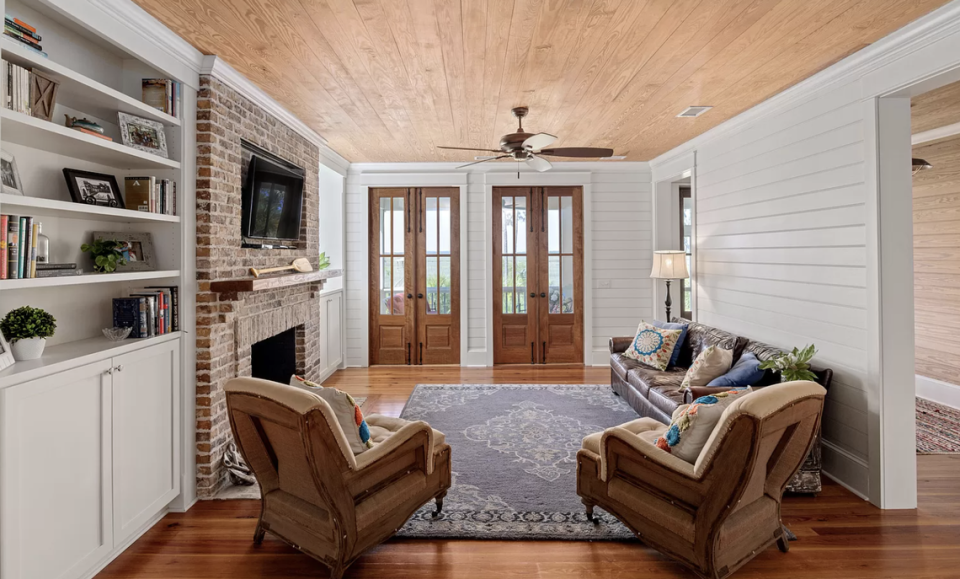 Every door to the outside in this Edisto house is double hung mahogany.